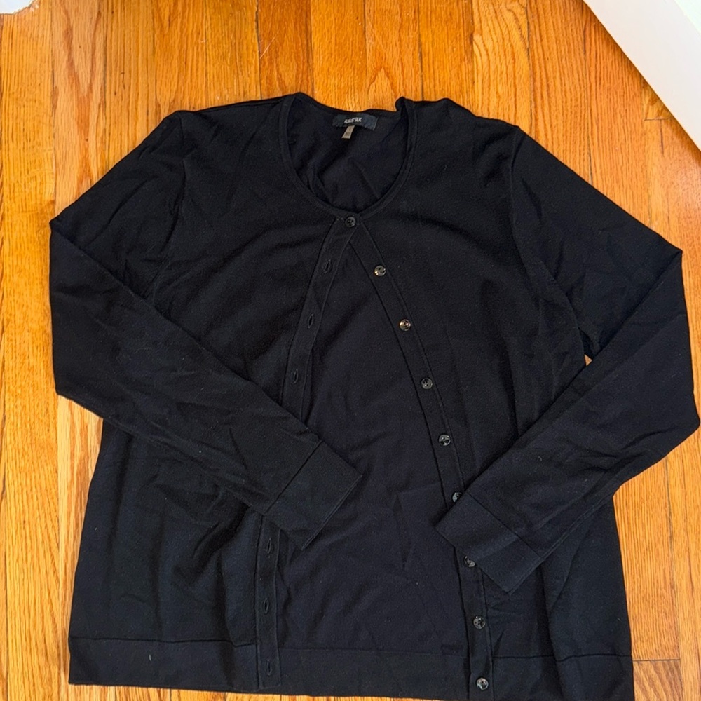 August Silk Cardigan - Black, LARGE